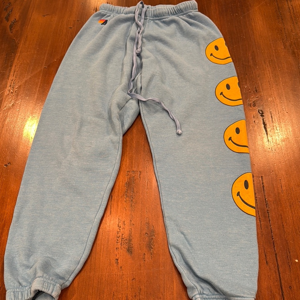 Blue Kids Joggers with Smiley Design